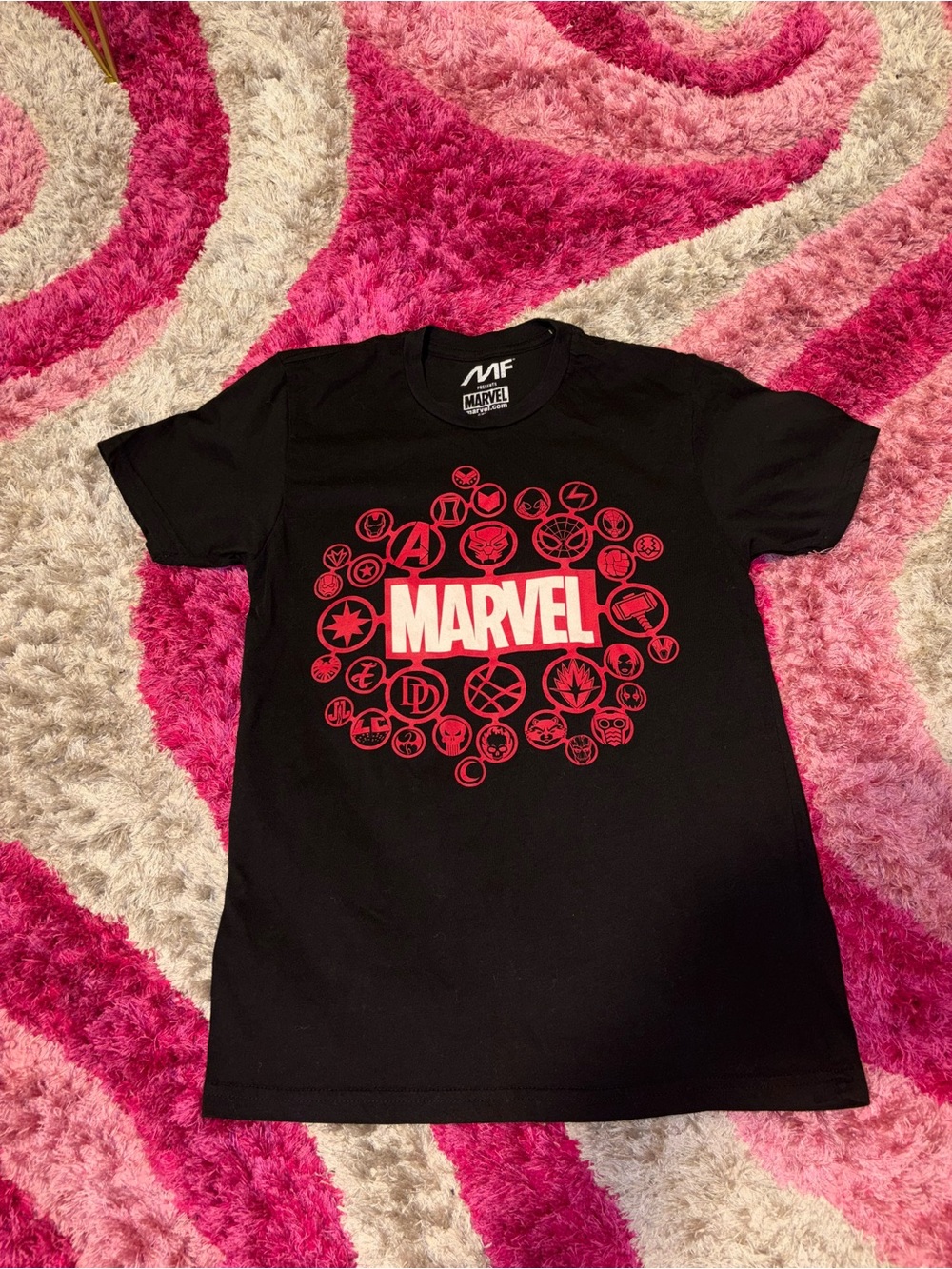 Marvel Black and Red Short Sleeve Tee with Icon Graphic